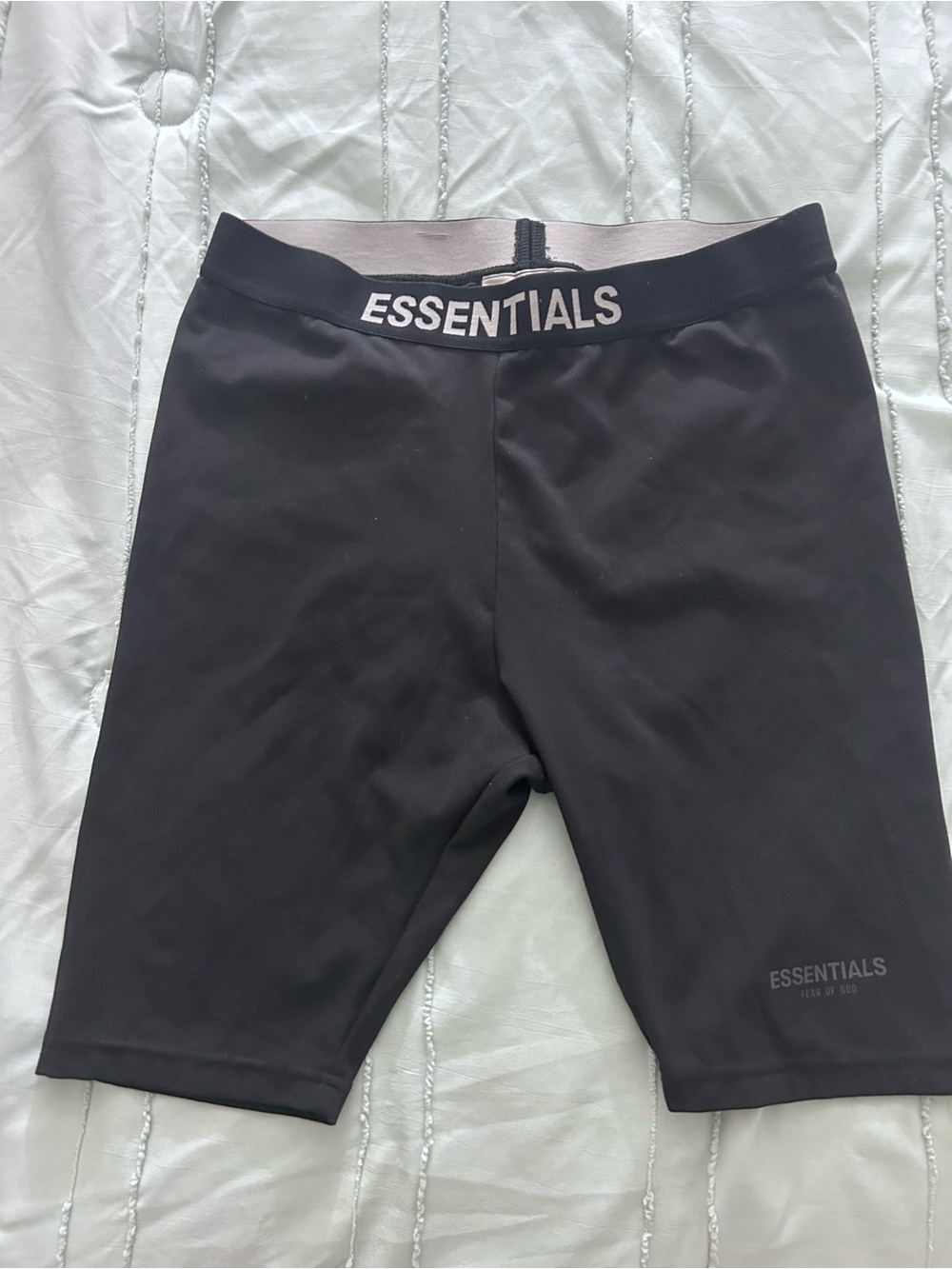 Essentials Black Women’s Athletic Bike Shorts with Branded Waistband